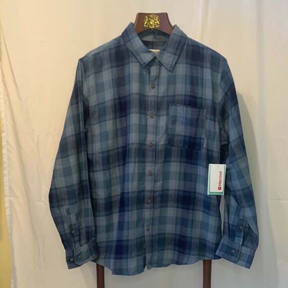 Marmot Men Fairfax Novelty Lightweight Flannel Shirt Medium NWT Arctic Navy - Picture 3 of 12